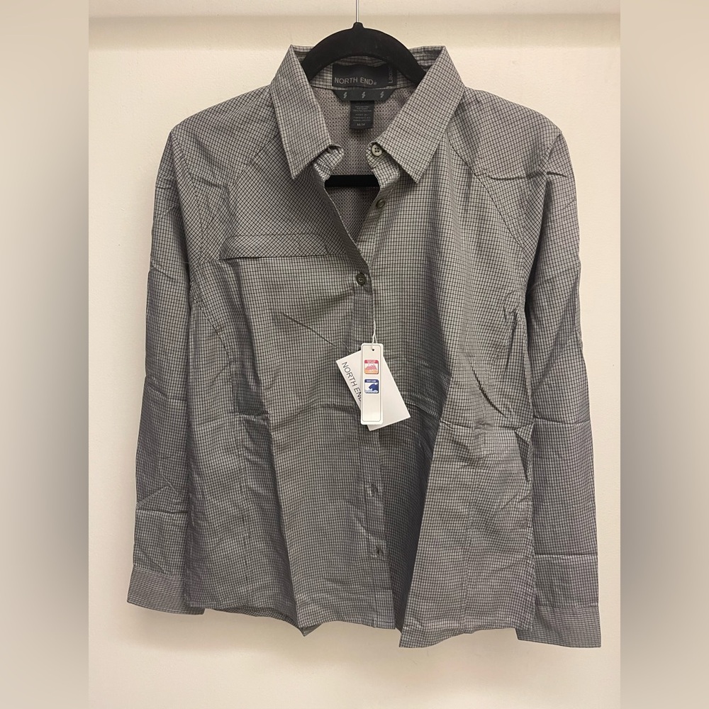North End Ladies Button-Up‎ Shirt Long Sleeve color Dark Oakmoss size M